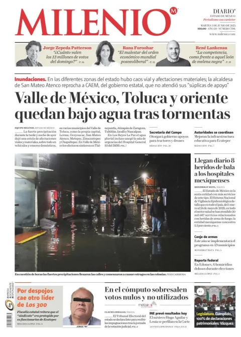 Portada de Milenio Edo de Mexico del martes, 3 de junio de 2025