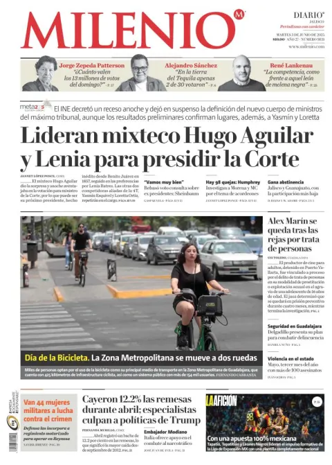 Portada de Milenio Jalisco del martes, 3 de junio de 2025