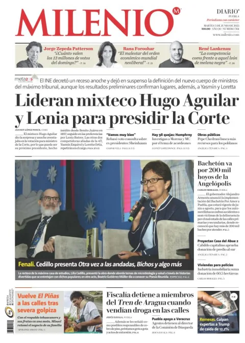 Portada de Milenio Puebla del martes, 3 de junio de 2025