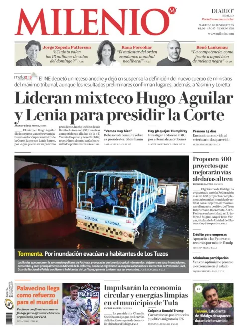 Portada de Milenio Hidalgo del martes, 3 de junio de 2025