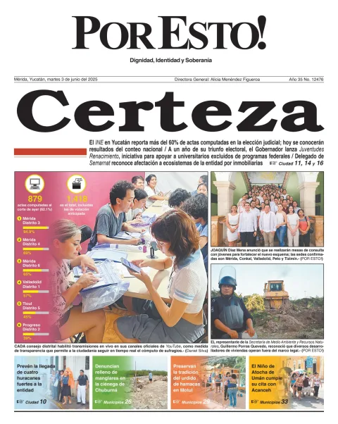 Portada de Por Esto (merida, Yucatan) del martes, 3 de junio de 2025