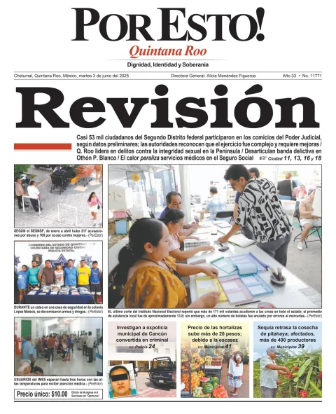 Portada de Por Esto (quintana Roo Chetumal) del martes, 3 de junio de 2025