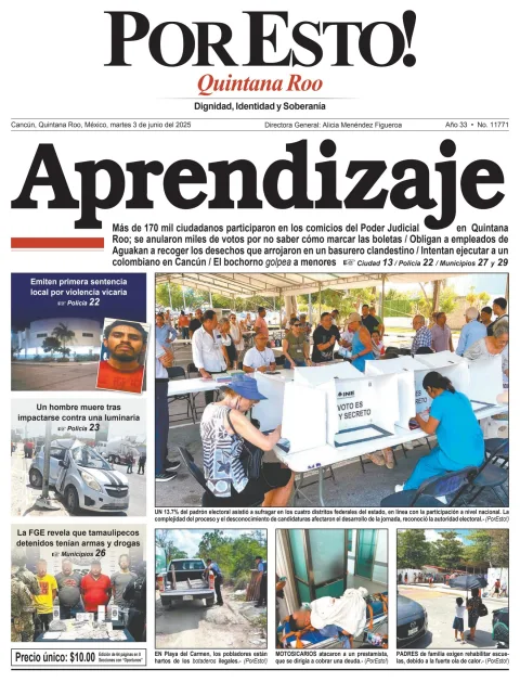 Portada de Por Esto (quintana Roo Cancun) del martes, 3 de junio de 2025