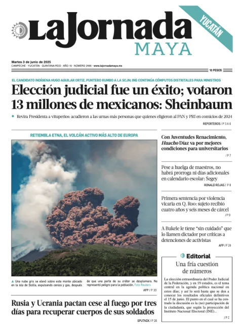 Portada de La Jornada Maya Campeche del martes, 3 de junio de 2025