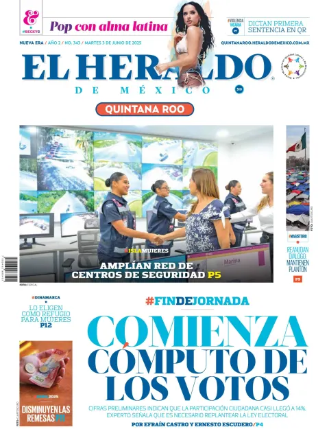 Portada de El Heraldo de Mexico - Quintana Roo del martes, 3 de junio de 2025