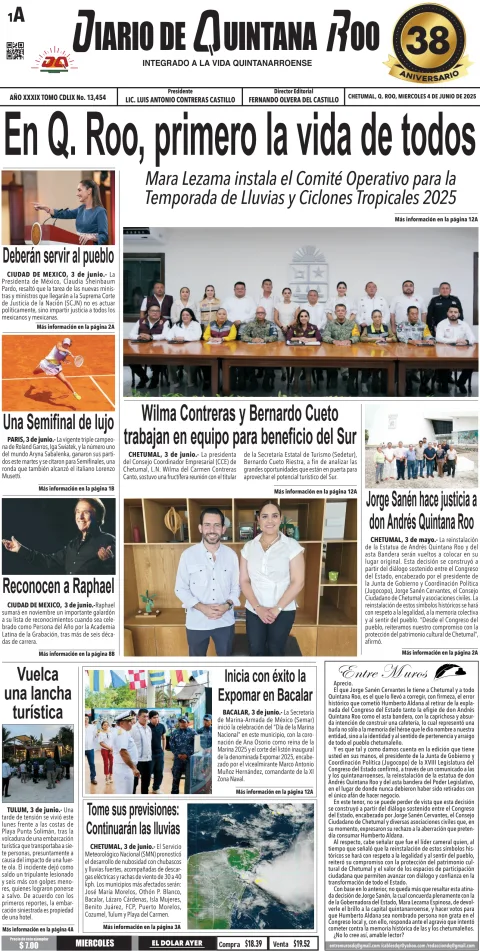 Portada de Diario de Quintana Roo (portada)