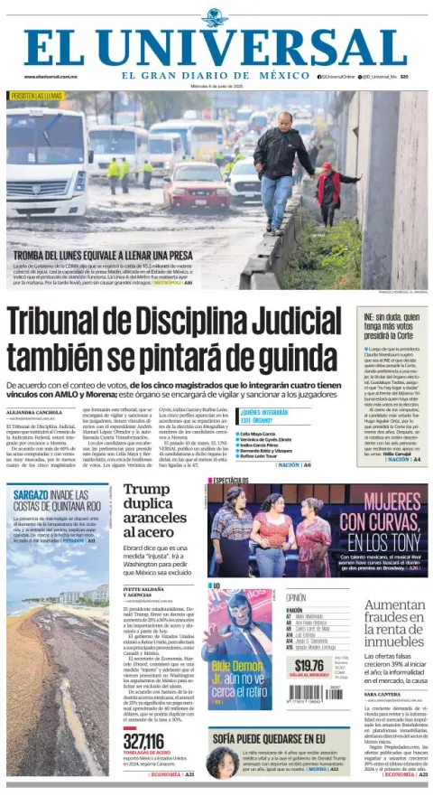 Portada de El Universal