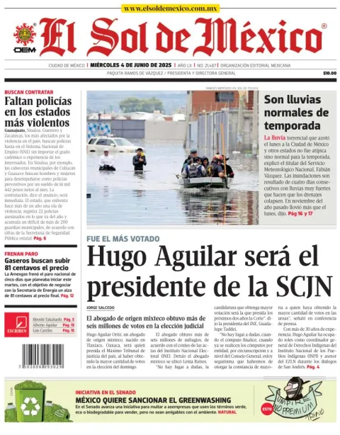 Portada de El Sol de Mexico