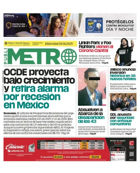 Portada de Publimetro Guadalajara del miércoles, 4 de junio de 2025