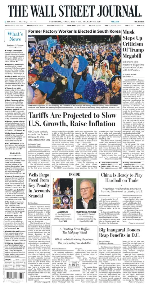 Portada de The Wall Street Journal