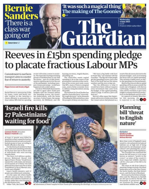 Portada de The Guardian (reino Unido) del miércoles, 4 de junio de 2025