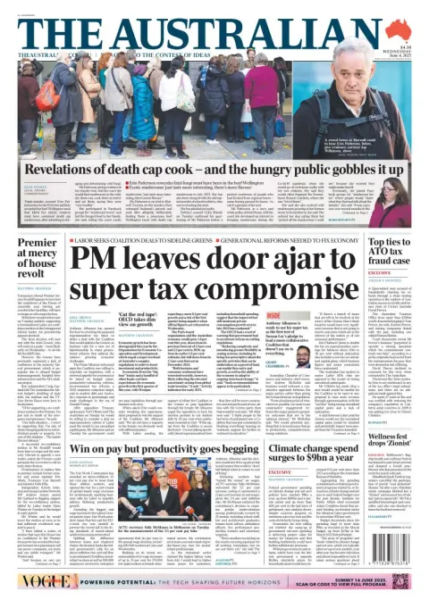 Portada de The Australian del miércoles, 4 de junio de 2025
