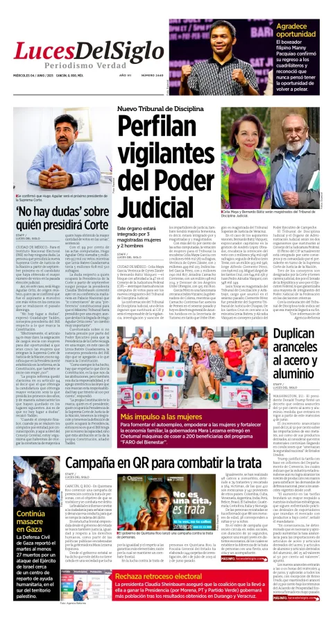 Portada de Luces del Siglo del miércoles, 4 de junio de 2025