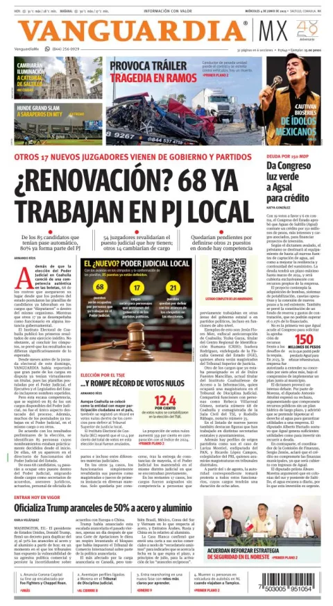 Portada de Vanguardia del miércoles, 4 de junio de 2025