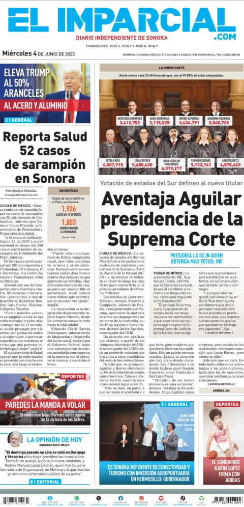 Portada de El Imparcial del miércoles, 4 de junio de 2025