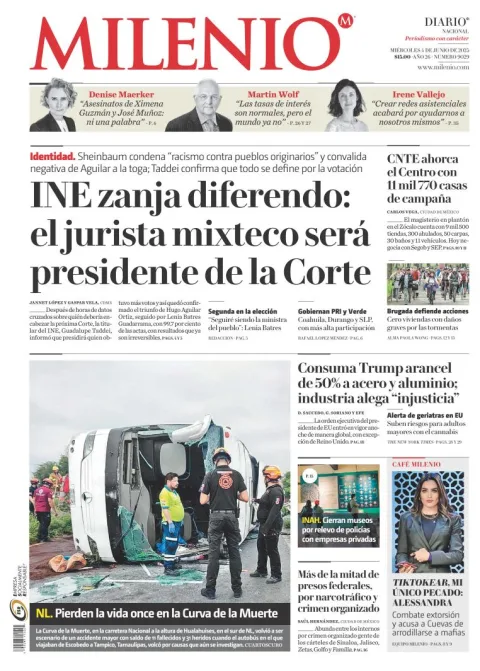 Portada de Milenio del miércoles, 4 de junio de 2025