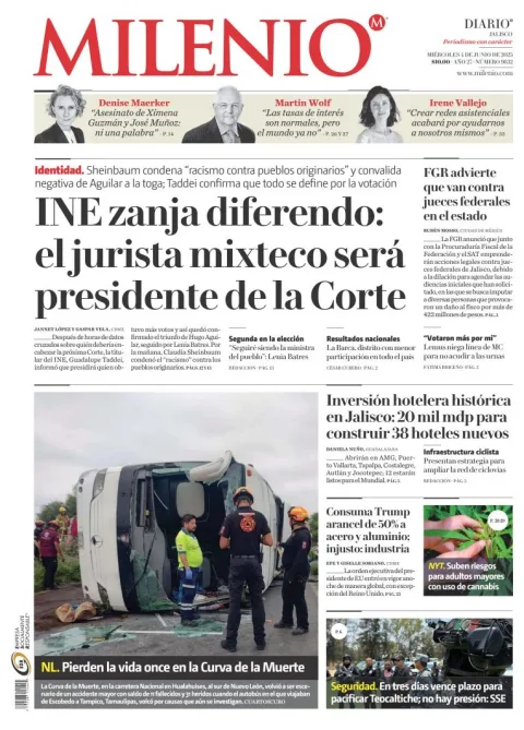 Portada de Milenio Jalisco del miércoles, 4 de junio de 2025