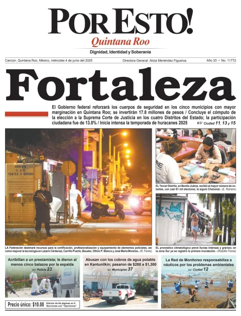 Portada de Por Esto (quintana Roo Cancun) del miércoles, 4 de junio de 2025