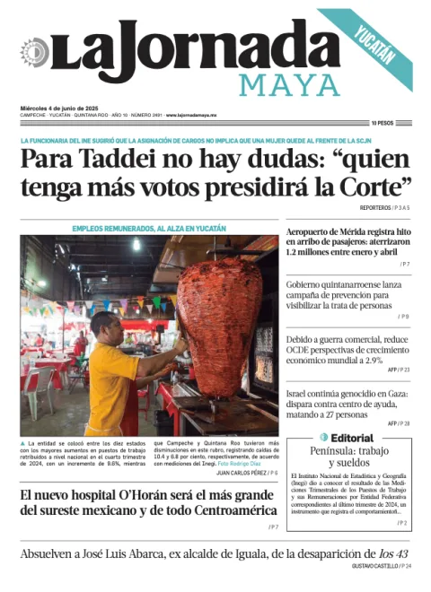 Portada de La Jornada Maya Yucatán del miércoles, 4 de junio de 2025