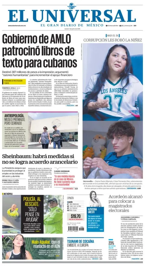 Portada de El Universal