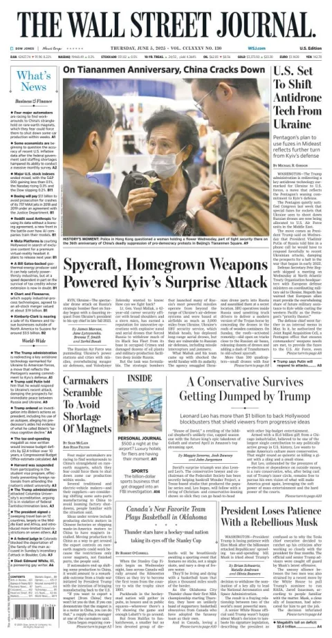 Portada de The Wall Street Journal