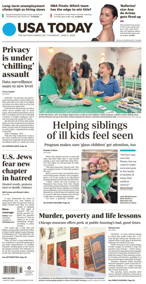 Portada de Usa Today del jueves, 5 de junio de 2025