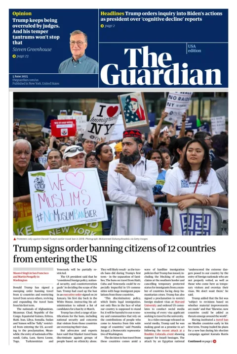 Portada de The Guardian (usa)