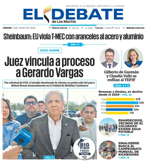 Portada de El Debate de los Mochis del jueves, 5 de junio de 2025