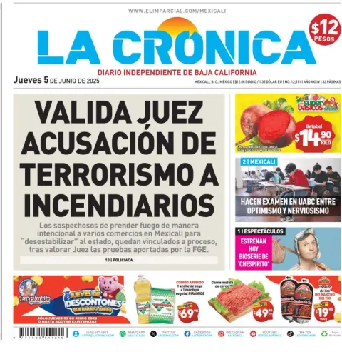 Portada de La Cronica del jueves, 5 de junio de 2025