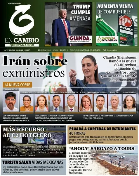 Portada de En Cambio - Quintana Roo (portada) del miércoles, 4 de junio de 2025