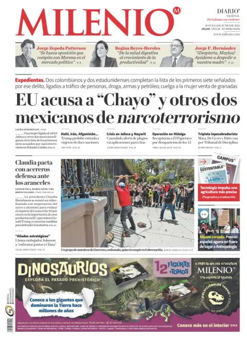 Portada de Milenio del jueves, 5 de junio de 2025