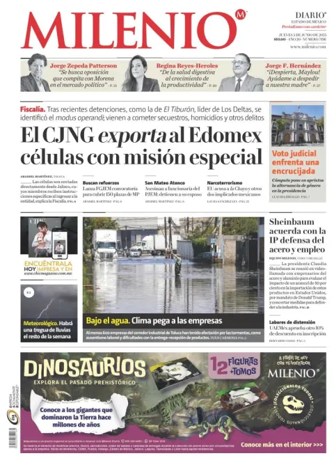 Portada de Milenio Edo de Mexico del jueves, 5 de junio de 2025