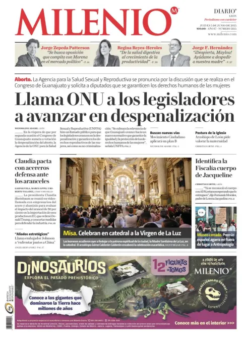 Portada de Milenio Leon del jueves, 5 de junio de 2025