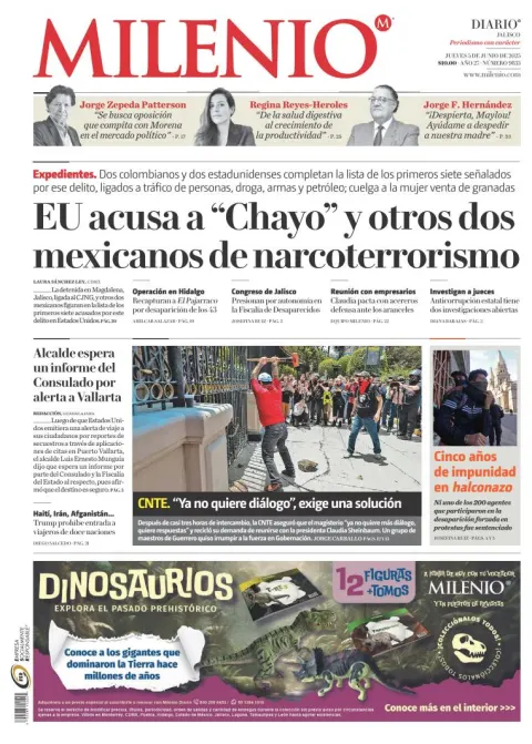 Portada de Milenio Jalisco del jueves, 5 de junio de 2025