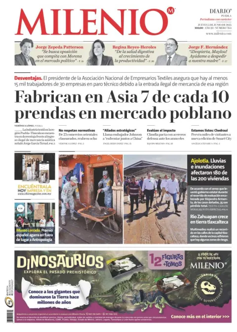 Portada de Milenio Puebla del jueves, 5 de junio de 2025