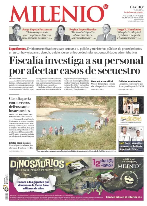 Portada de Milenio Tamaulipas del jueves, 5 de junio de 2025