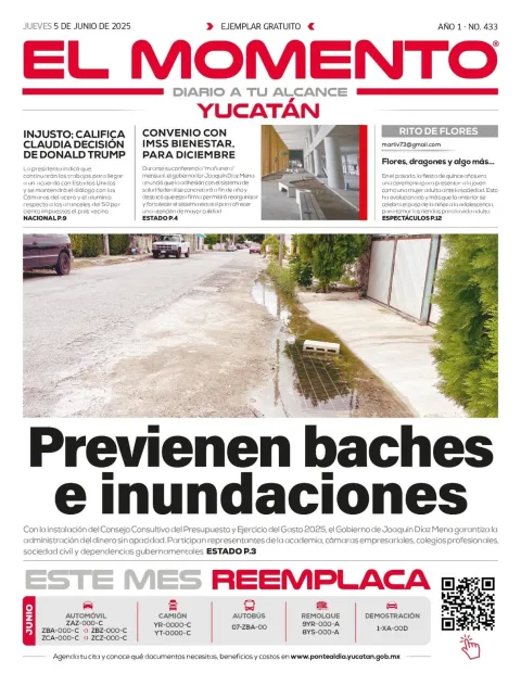 Portada de El Momento Yucatan del jueves, 5 de junio de 2025