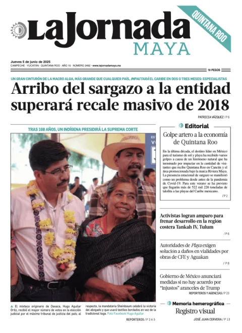 Portada de La Jornada Maya Quintana Roo del jueves, 5 de junio de 2025