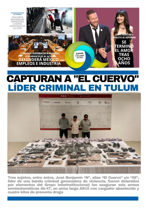 Portada de El Quintana Roo (contraportada) del jueves, 5 de junio de 2025
