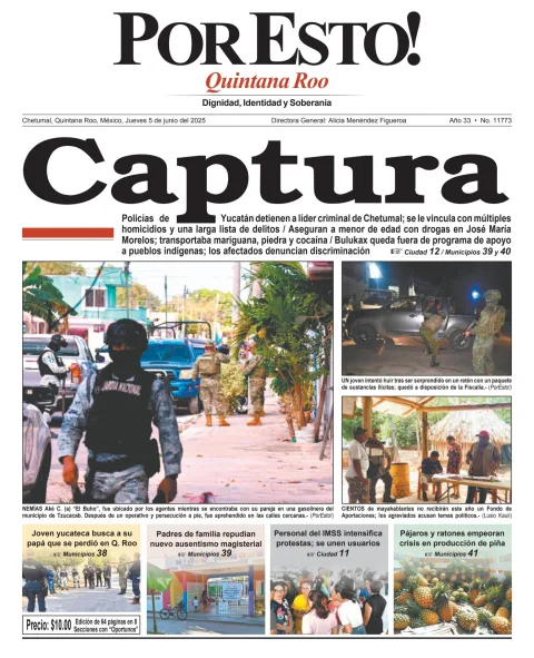 Portada de Por Esto (quintana Roo Chetumal) del jueves, 5 de junio de 2025