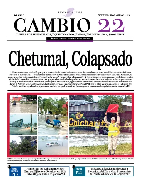 Portada de Diario Cambio 22 del jueves, 5 de junio de 2025