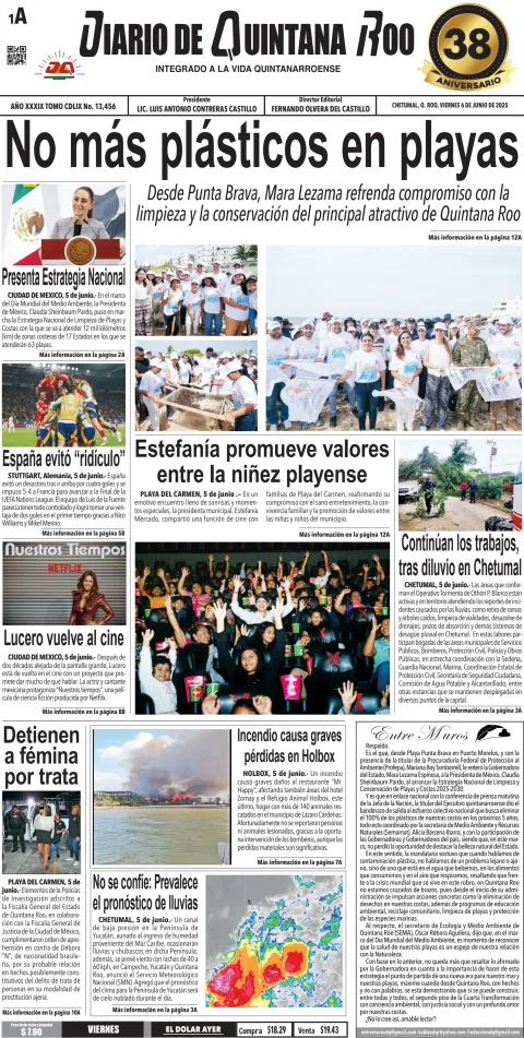 Portada de Diario de Quintana Roo (portada)