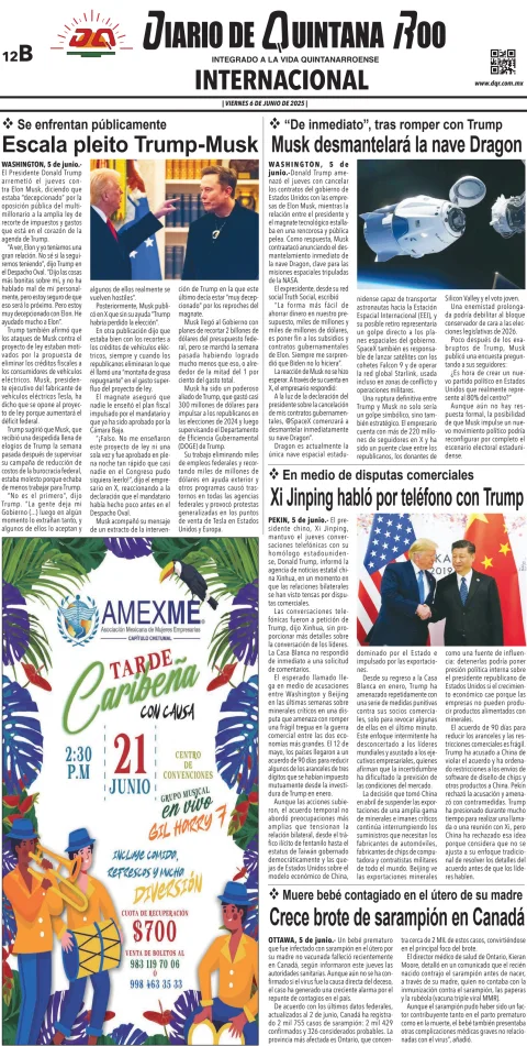 Portada de Diario de Quintana Roo (contra Portada)