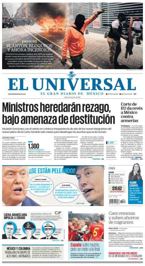 Portada de El Universal