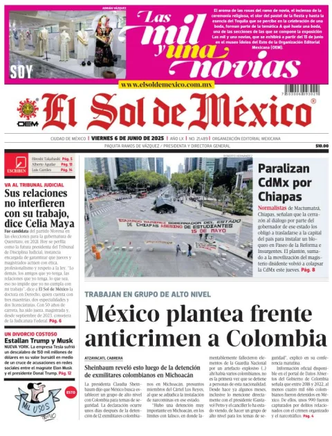 Portada de El Sol de Mexico