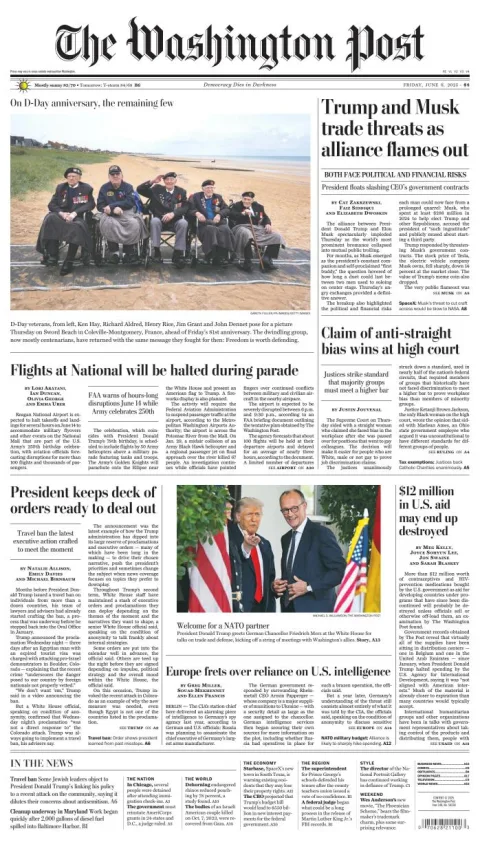 Portada de The Washington Post del viernes, 6 de junio de 2025