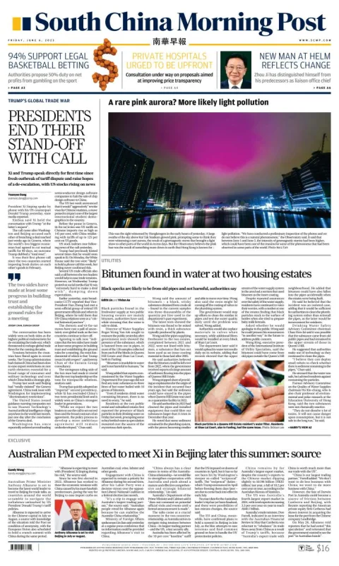 Portada de South China Morning Post del viernes, 6 de junio de 2025