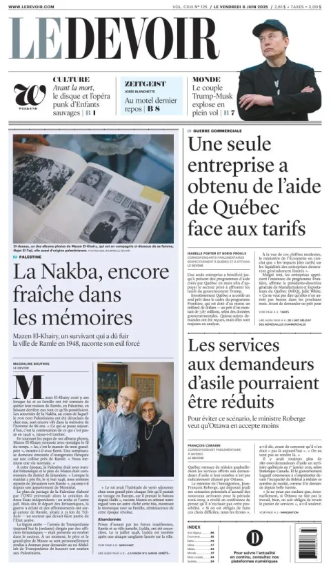 Portada de Le Devoir del viernes, 6 de junio de 2025