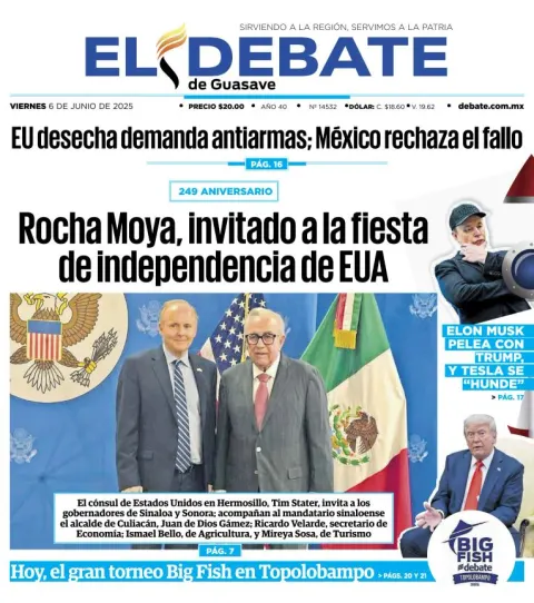 Portada de El Debate de Guasave del viernes, 6 de junio de 2025