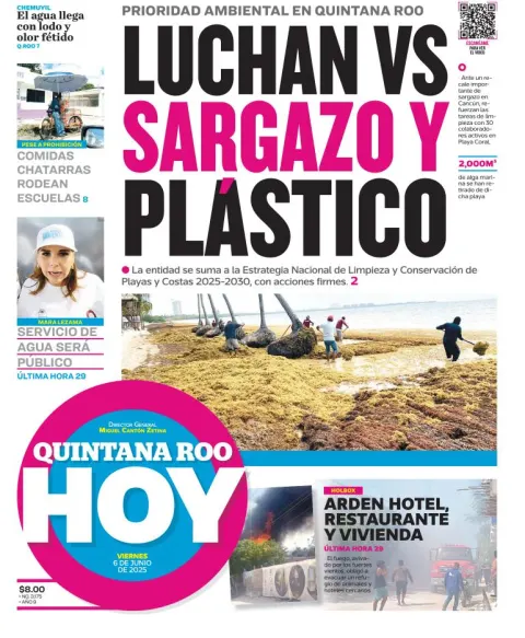 Portada de Quintana Roo Hoy del viernes, 6 de junio de 2025